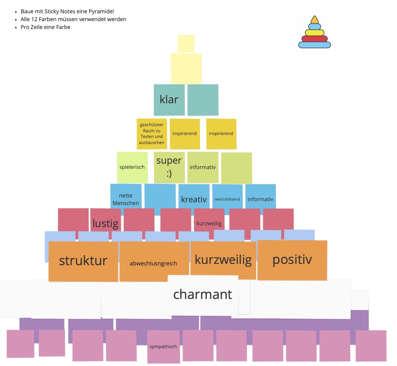 Eine Pyramide aus Post Its